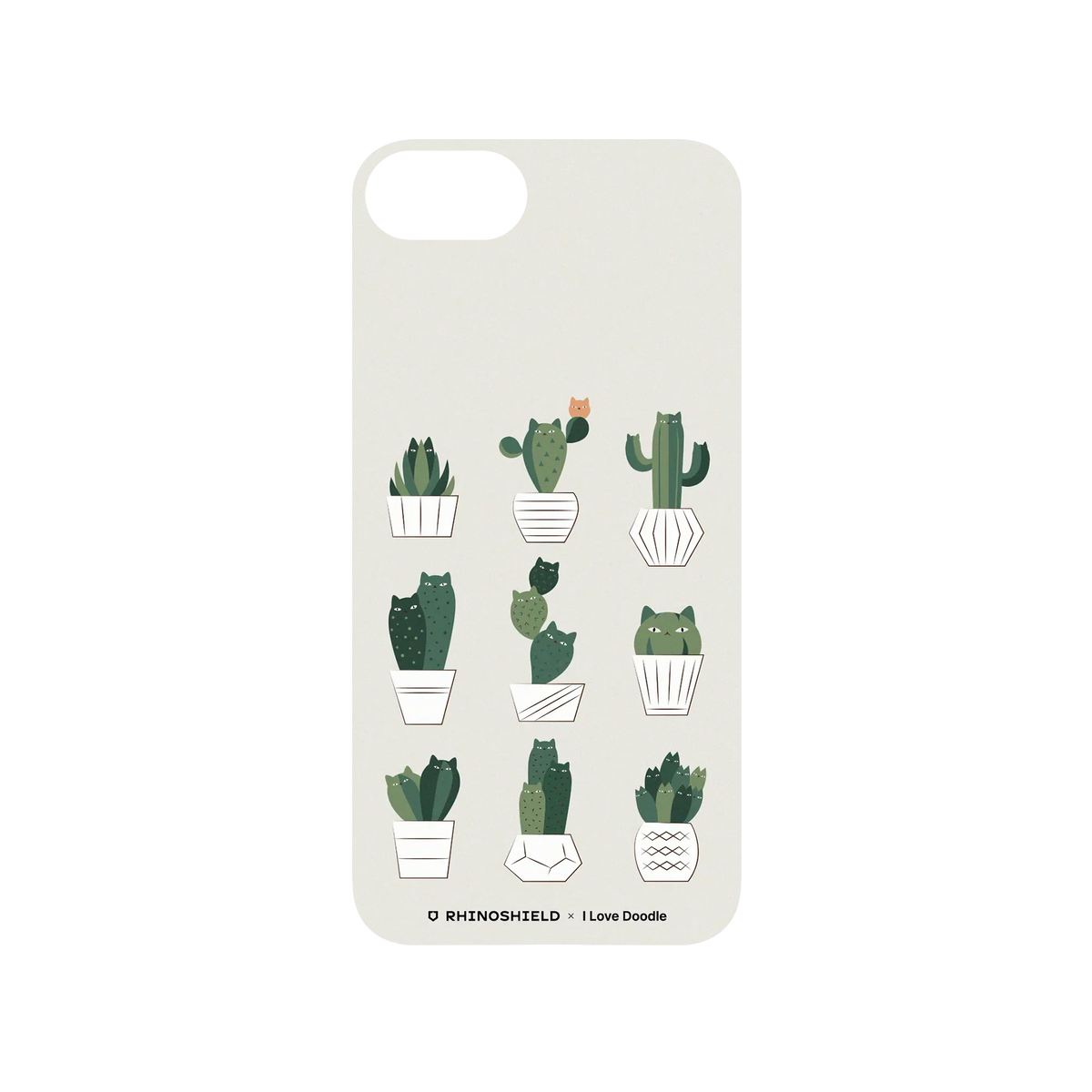 RHINOSHIELD X I Love Doodle SolidSuit iPhone 8 Case - Cat and Plant - Potted Cattus