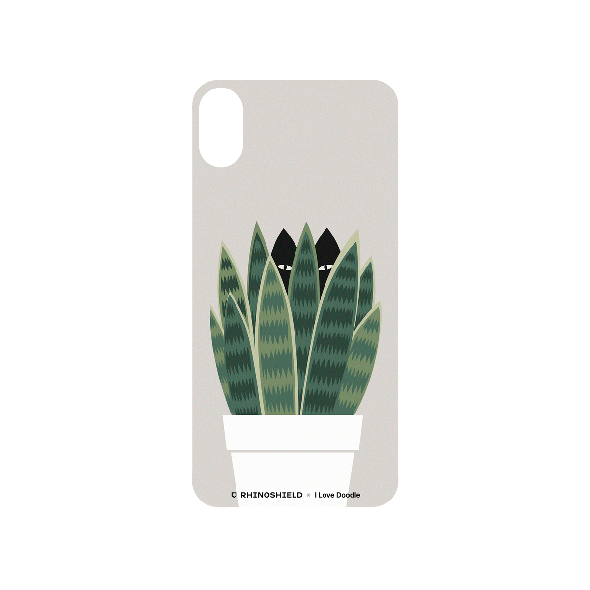 RhinoShield X I Love Doodle SolidSuit iPhone X Case - Cat and Plant - Sneak Plant