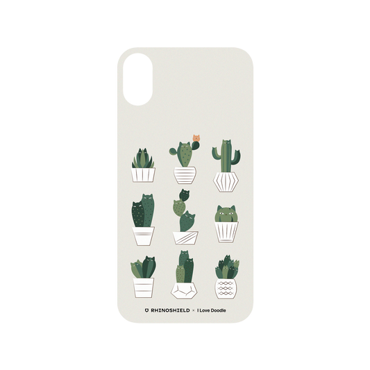 RhinoShield X I Love Doodle SolidSuit iPhone XR Case - Cat and Plant - Potted Cattus
