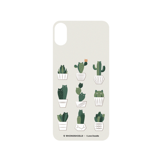 RhinoShield X I Love Doodle SolidSuit iPhone XS Max Case - Cat and Plant - Potted Cattus