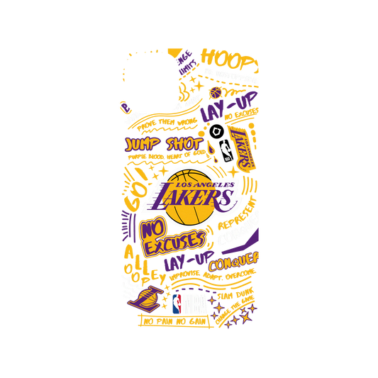 iPhone 11 犀牛盾SolidSuit聯名設計款防摔背蓋手機殼 NBA - 塗鴉系列-洛杉磯湖人 L.A. Lakers - Graffiti
