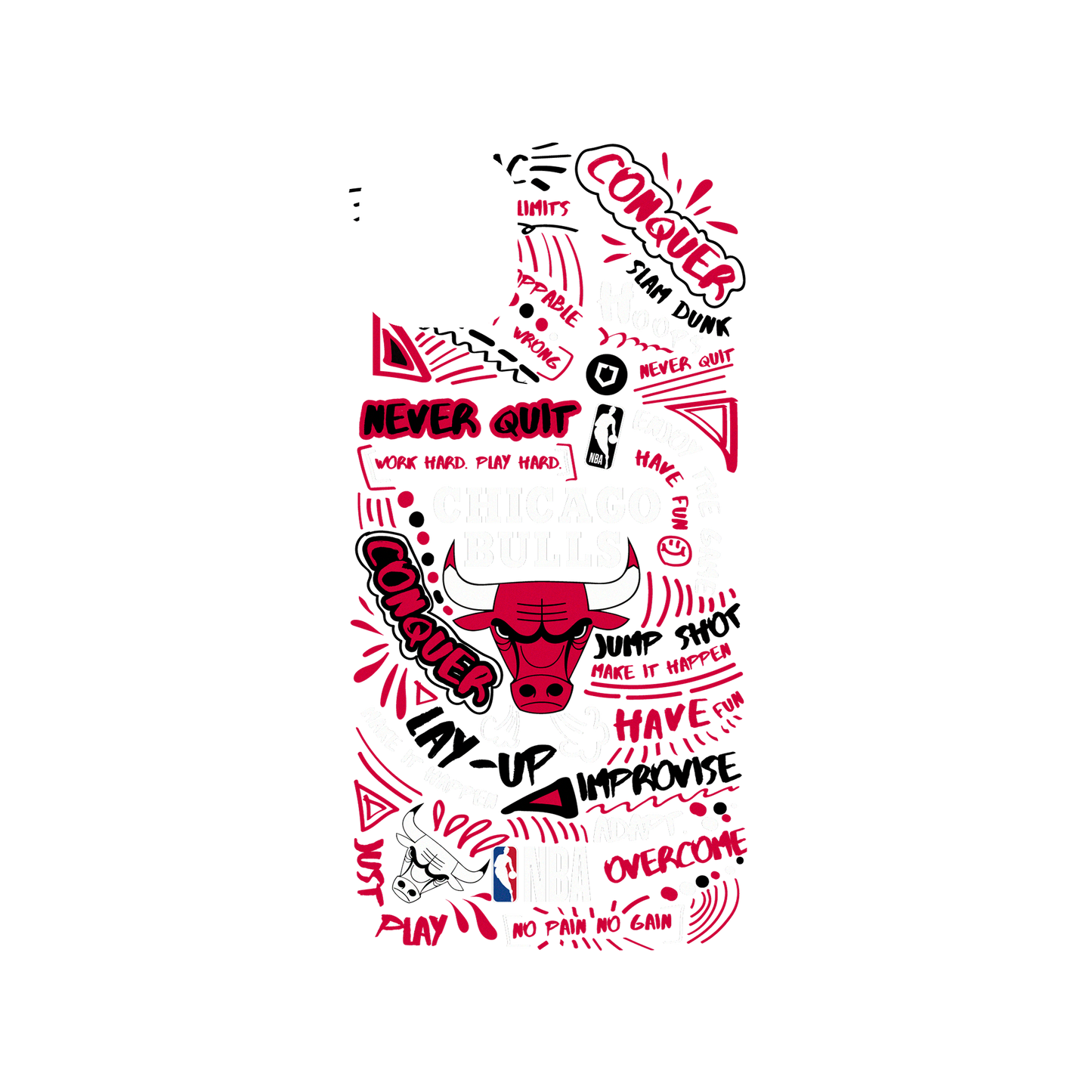 iPhone 11 犀牛盾SolidSuit聯名設計款防摔背蓋手機殼 NBA - 塗鴉系列-芝加哥公牛 Chicago Bulls - Graffiti