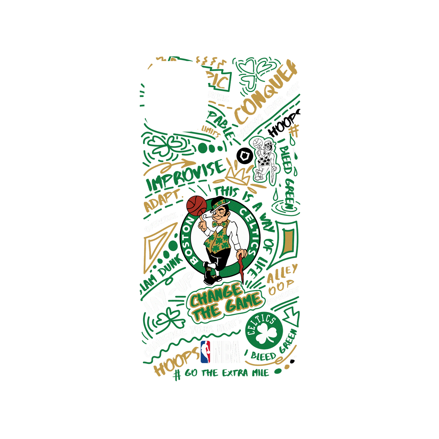 iPhone 11 犀牛盾SolidSuit聯名設計款防摔背蓋手機殼 NBA - 塗鴉系列-波士頓塞爾提克 Boston Celtics - Graffiti