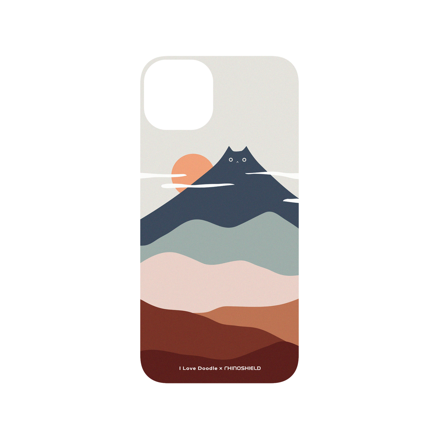 RHINOSHIELD X I Love Doodle SolidSuit (MagSafe compatible) iPhone 14 Plus Case - Cat Landscape - Mountain