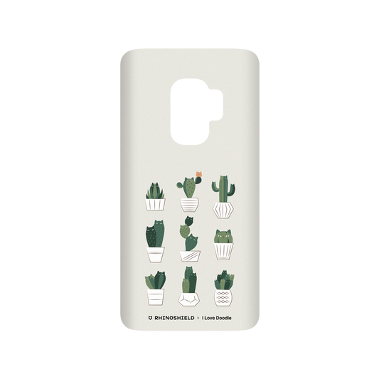 RhinoShield X I Love Doodle SolidSuit Samsung Galaxy S9 Case - Cat and Plant - Potted Cattus
