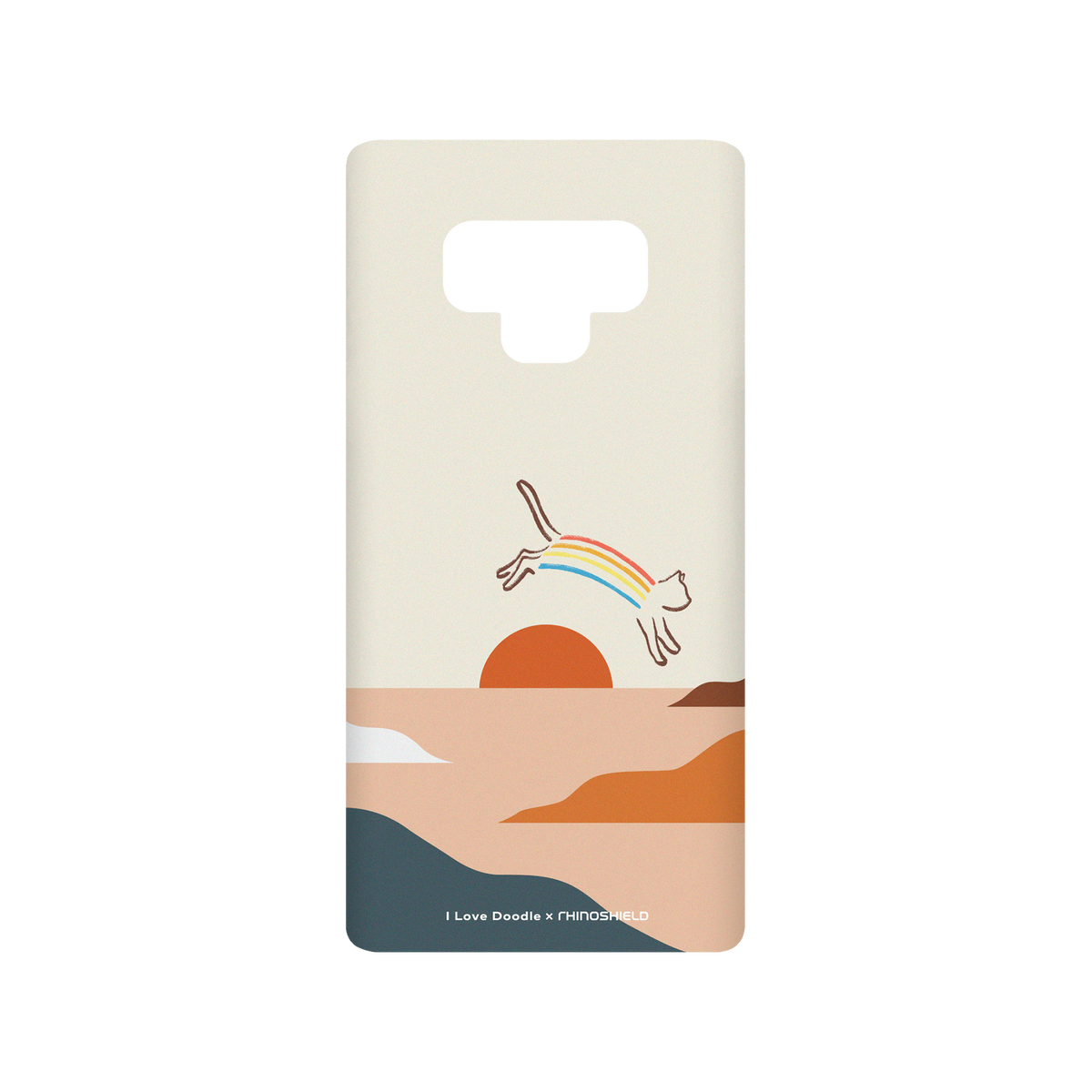 RhinoShield X I Love Doodle SolidSuit Samsung Galaxy Note9 Case - Cat Landscape - Rainbow