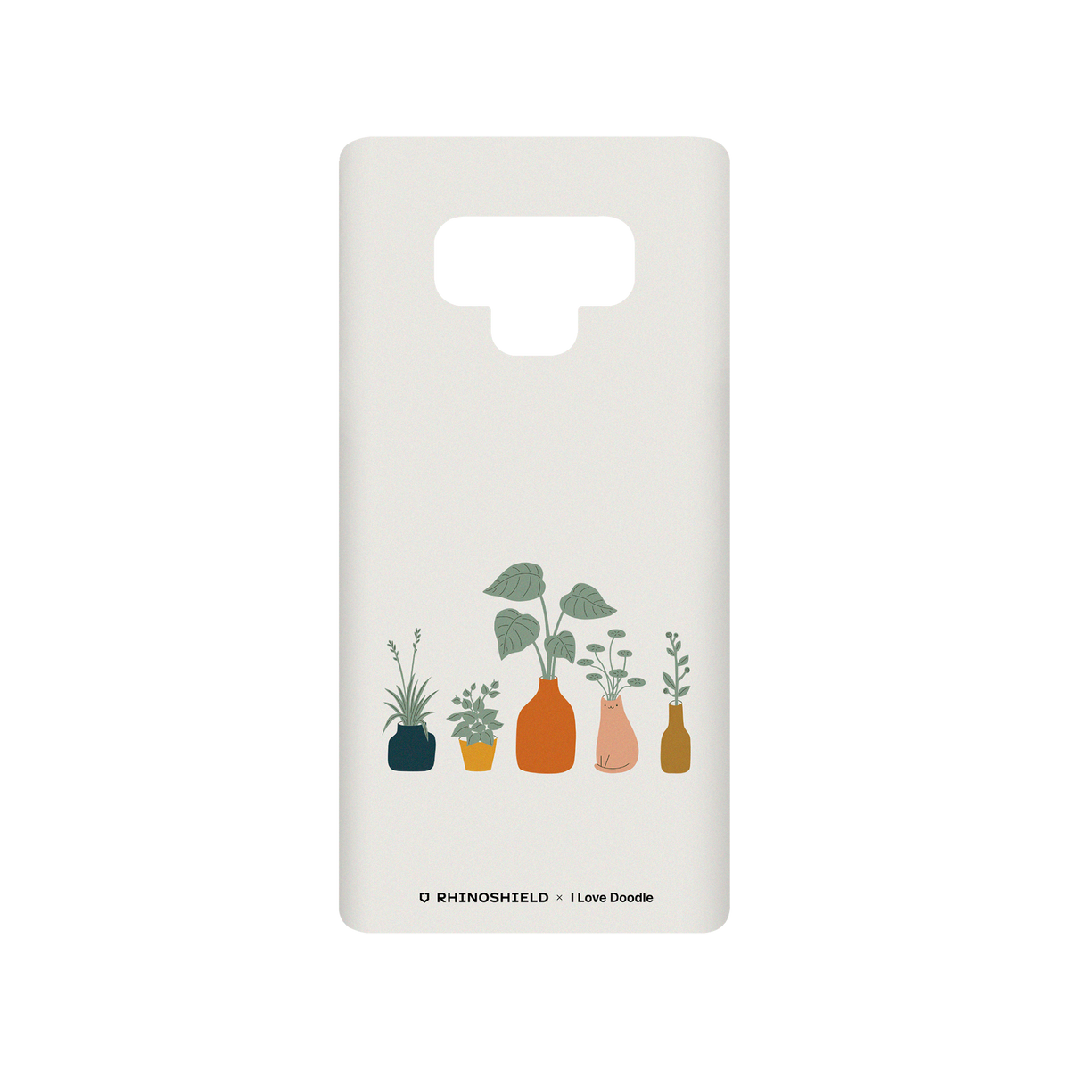 RhinoShield X I Love Doodle SolidSuit Samsung Galaxy Note9 Case - Cat and Plant - Vase