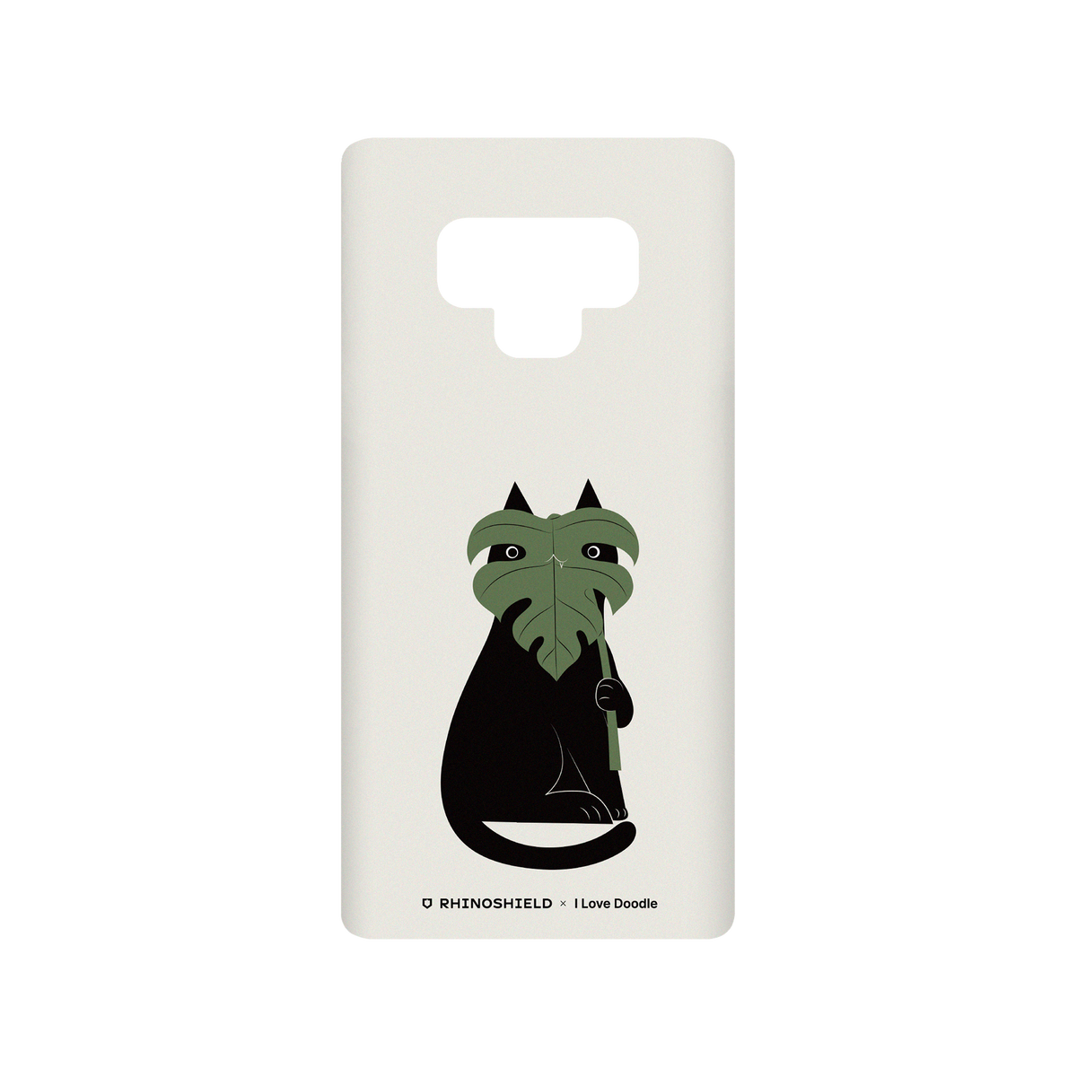 RhinoShield X I Love Doodle SolidSuit Samsung Galaxy Note9 Case - Cat and Plant - Monstera