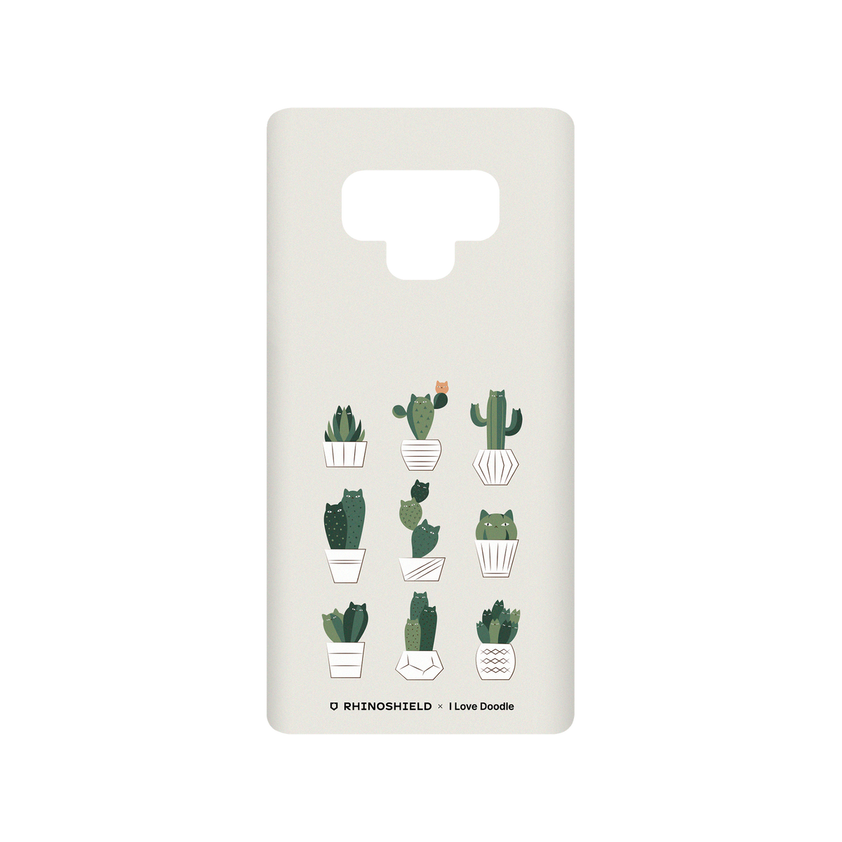RhinoShield X I Love Doodle SolidSuit Samsung Galaxy Note9 Case - Cat and Plant - Potted Cattus