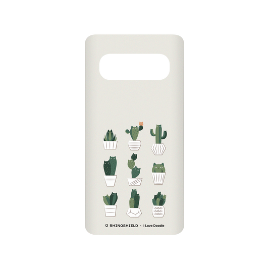 RhinoShield X I Love Doodle SolidSuit Samsung Galaxy S10 (4G) Case - Cat and Plant - Potted Cattus