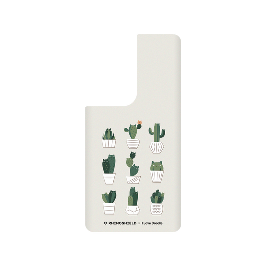 RhinoShield X I Love Doodle SolidSuit Samsung Galaxy S21 Ultra Case - Cat and Plant - Potted Cattus