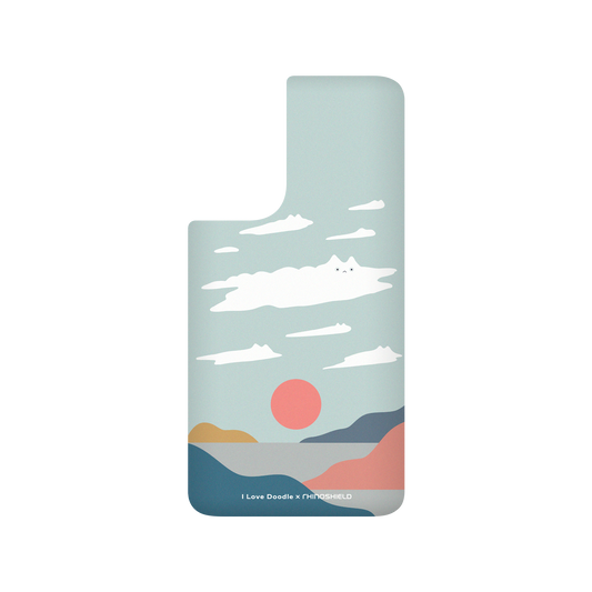 RhinoShield X I Love Doodle SolidSuit Samsung Galaxy S21 FE Case - Cat Landscape - Cloud