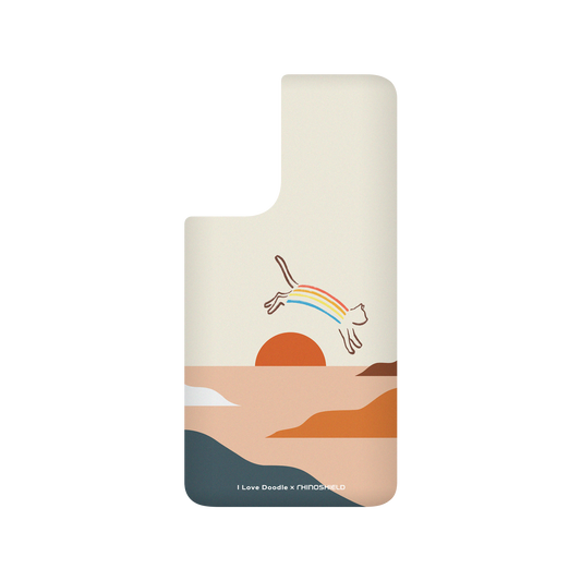 RhinoShield X I Love Doodle SolidSuit Samsung Galaxy S21 FE Case - Cat Landscape - Rainbow