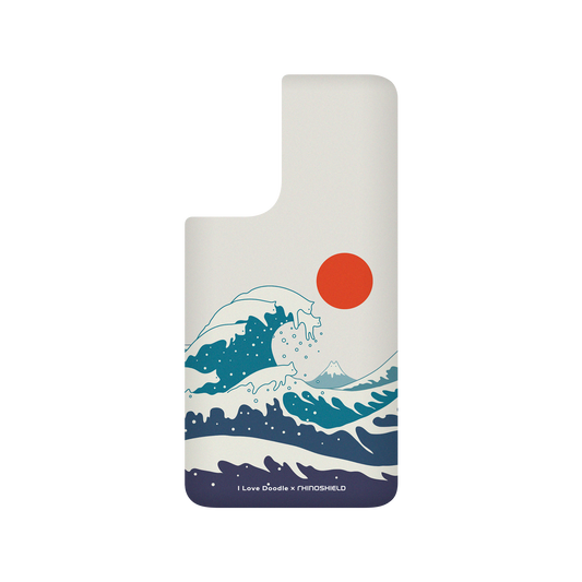 RhinoShield X I Love Doodle SolidSuit Samsung Galaxy S21 FE Case - Cat Landscape - Waves