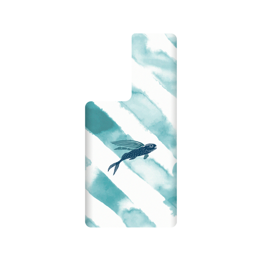 RhinoShield X WasangShow SolidSuit Samsung Galaxy S22 Ultra Case - Ocean WAWA - Flying Fish in Waves