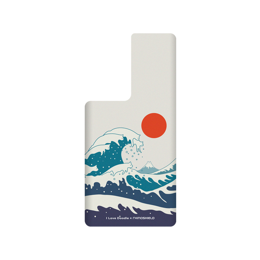 RhinoShield X I Love Doodle SolidSuit Samsung Galaxy S22 Ultra Case - Cat Landscape - Waves