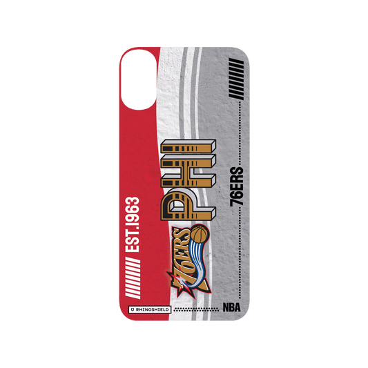 iPhone XS 犀牛盾SolidSuit聯名設計款防摔背蓋手機殼 NBA - 復古球員卡-費城76人 Philadelphia 76ers - Vintage Card
