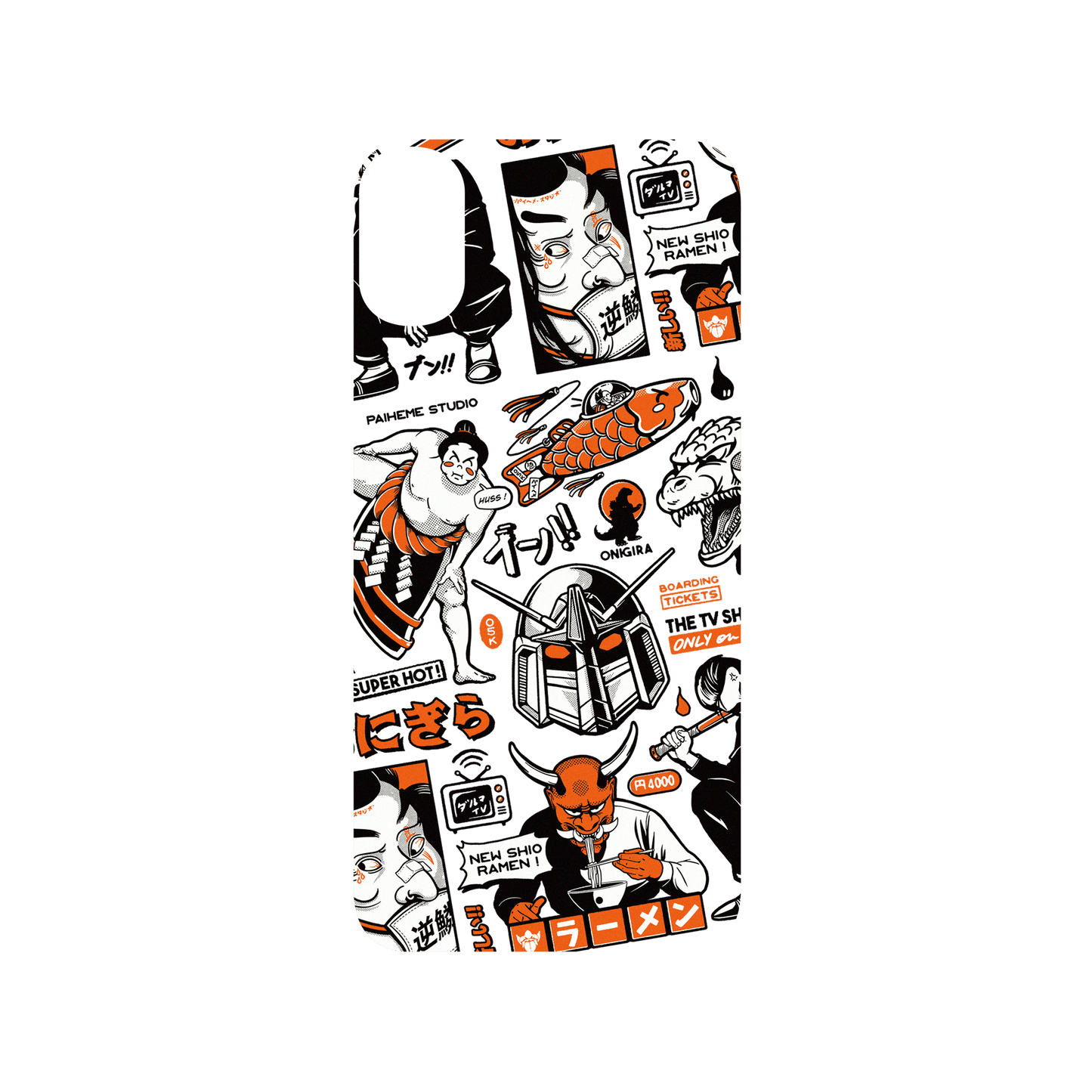 RhinoShield X Paiheme Studio SolidSuit iPhone XS Case - Black Orange Mix (Transparent)