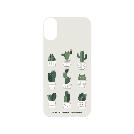 RhinoShield X I Love Doodle SolidSuit iPhone X Case - Cat and Plant - Potted Cattus
