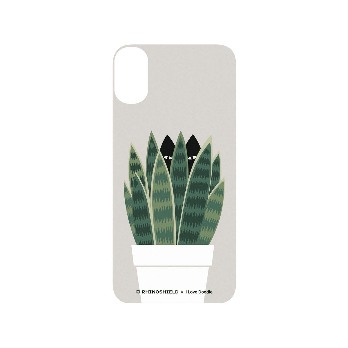 RhinoShield X I Love Doodle SolidSuit iPhone X Case - Cat and Plant - Sneak Plant
