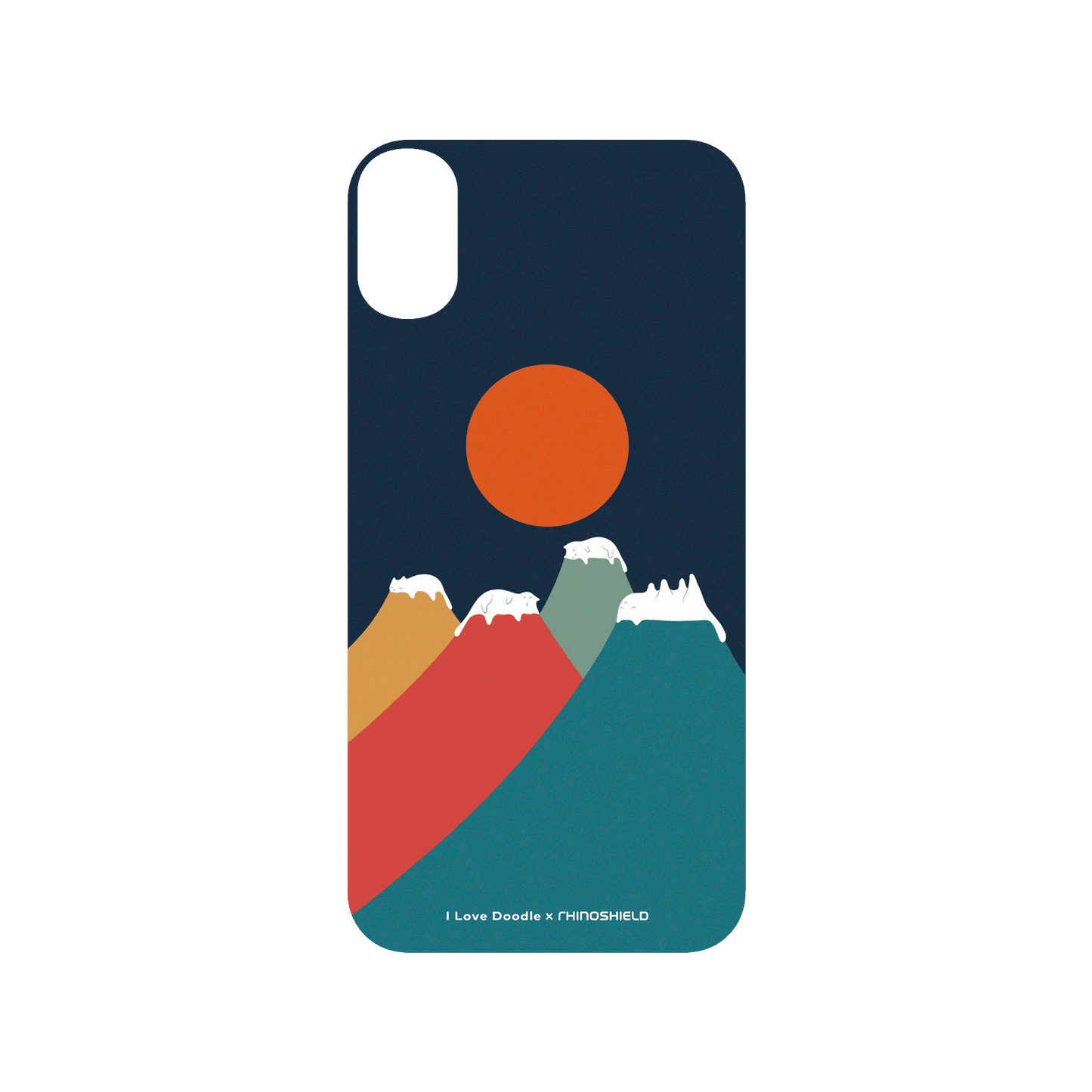 RhinoShield X I Love Doodle SolidSuit iPhone XR Case - Cat Landscape - Colorful Mountains