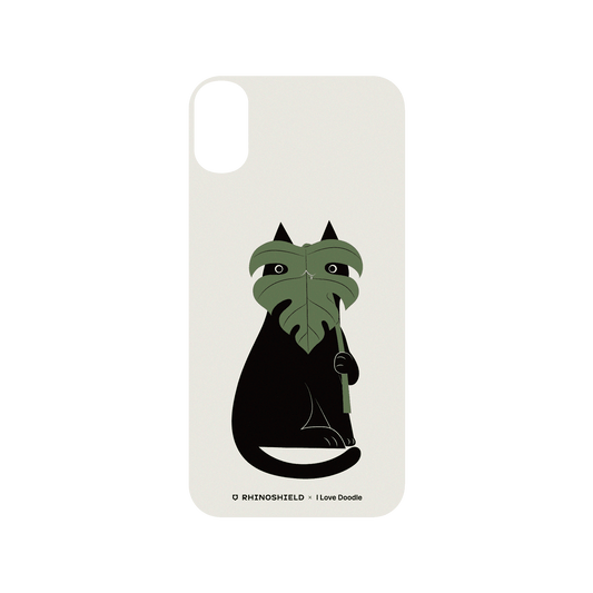 RhinoShield X I Love Doodle SolidSuit iPhone XR Case - Cat and Plant - Monstera