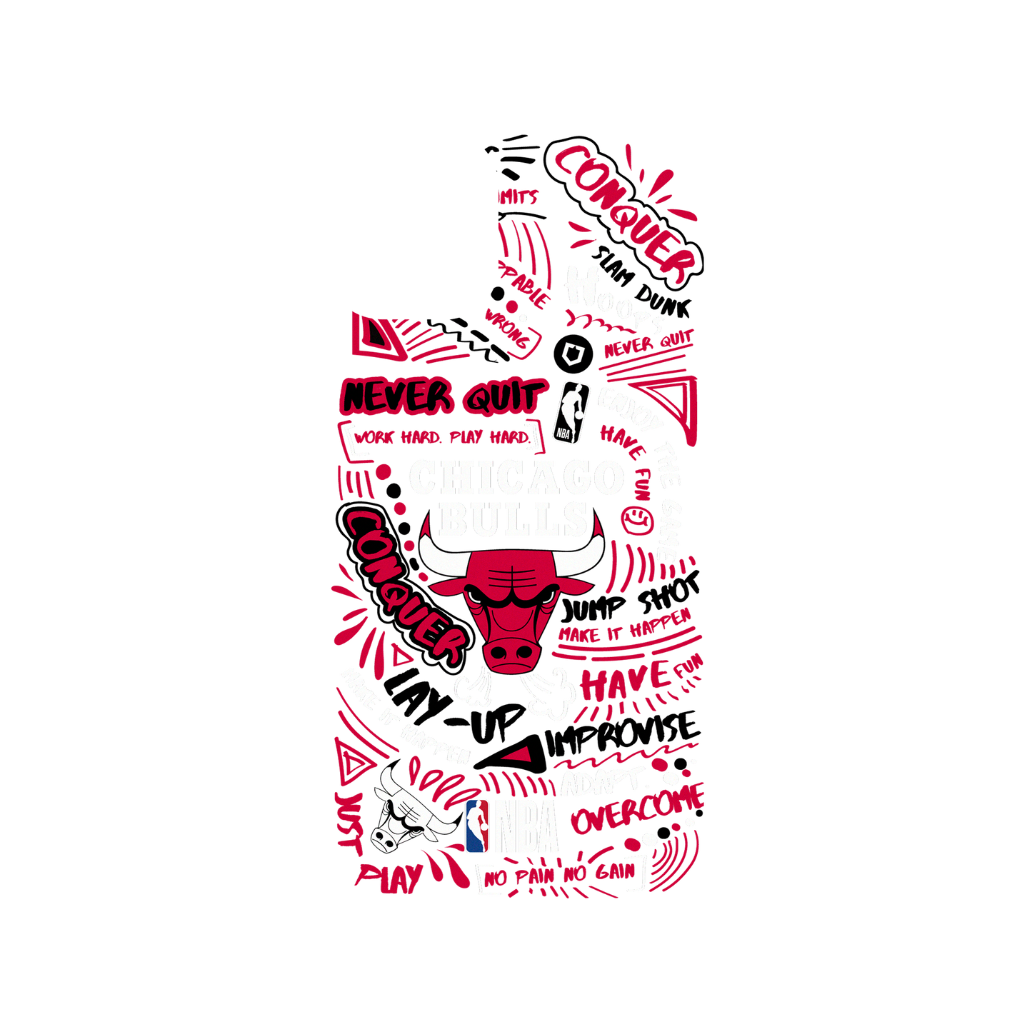 iPhone 11 犀牛盾SolidSuit聯名設計款防摔背蓋手機殼 NBA - 塗鴉系列-芝加哥公牛 Chicago Bulls - Graffiti