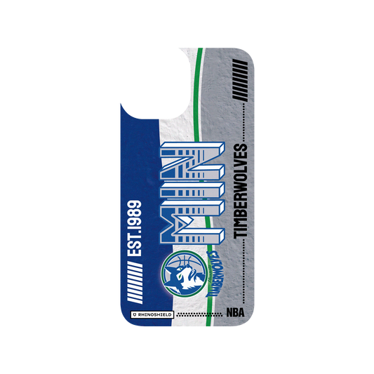iPhone 13 mini 犀牛盾SolidSuit聯名設計款防摔背蓋手機殼 NBA - 復古球員卡-明尼蘇達灰狼 Minnesota Timberwolves - Vintage Card