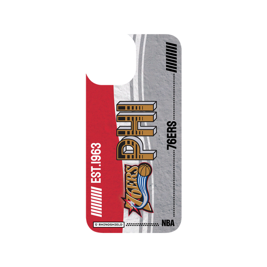 iPhone 13 mini 犀牛盾SolidSuit聯名設計款防摔背蓋手機殼 NBA - 復古球員卡-費城76人 Philadelphia 76ers - Vintage Card