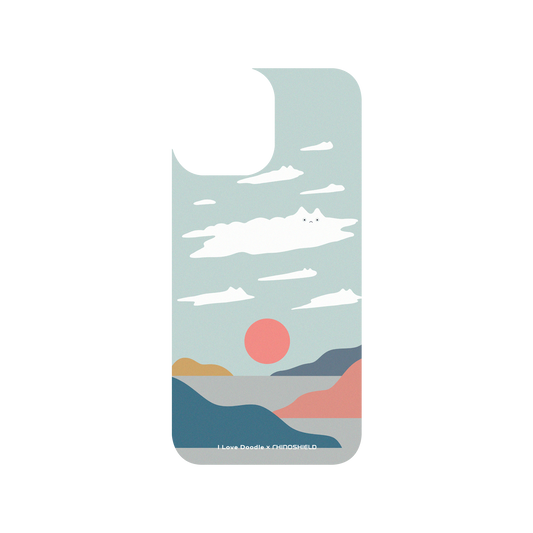 RHINOSHIELD X I Love Doodle SolidSuit iPhone 13 Pro Max Case - Cat Landscape - Cloud