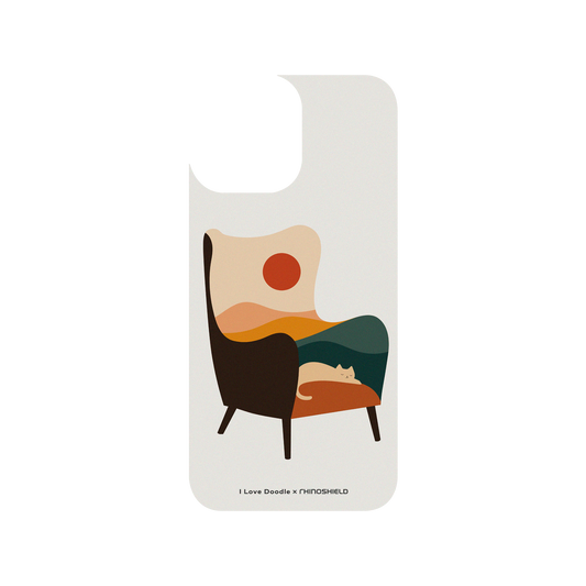 RHINOSHIELD X I Love Doodle SolidSuit iPhone 13 Pro Max Case - Cat Landscape - Chair