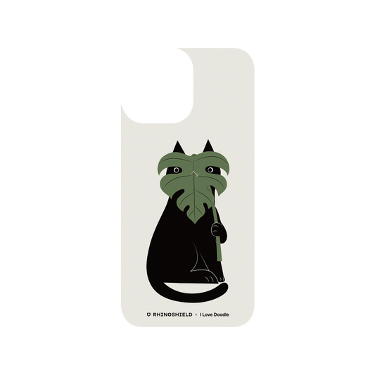 RHINOSHIELD X I Love Doodle SolidSuit iPhone 13 Pro Max Case - Cat and Plant - Monstera