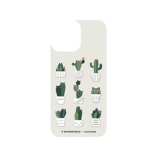 RHINOSHIELD X I Love Doodle SolidSuit iPhone 13 Pro Max Case - Cat and Plant - Potted Cattus