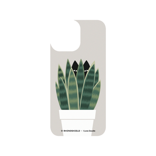 RHINOSHIELD X I Love Doodle SolidSuit iPhone 13 Pro Max Case - Cat and Plant - Sneak Plant